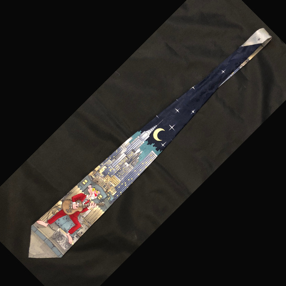 Pink Panther Mans NYC Guitar Tie Vintage Collector